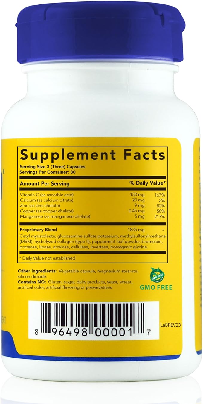 Flexcin Joint Health &amp Mobility Formula with CM8 (Cetyl Myristoleate) - Joint Supplements for Men and Women with Glucosamine MSM Collagen Type II - 90 Capsules