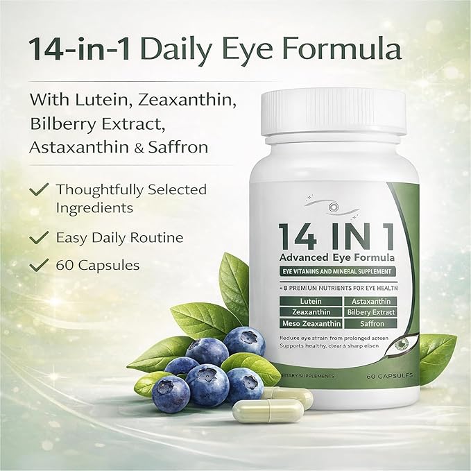 evervision 14-in-1 Advanced Eye Formula- Eye Vitamin Zeaxanthin Zinc &amp Bilberry Extract – Vision &amp Focus Support (1)