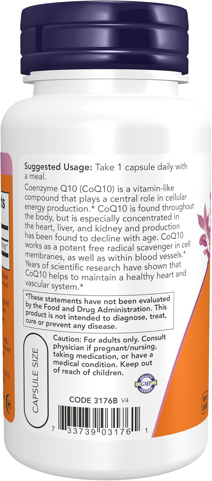 NOW Foods CoQ10 200mg 60 VegiCaps (Pack of 2)