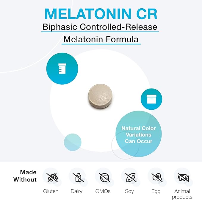 XYMOGEN Melatonin CR - Time Release Melatonin 5mg Supplement with Vitamin B6 - Nighttime + Immune Support - Biphasic Delivery Releases Quickly Then Steadily (180 Extended Release Tablets)