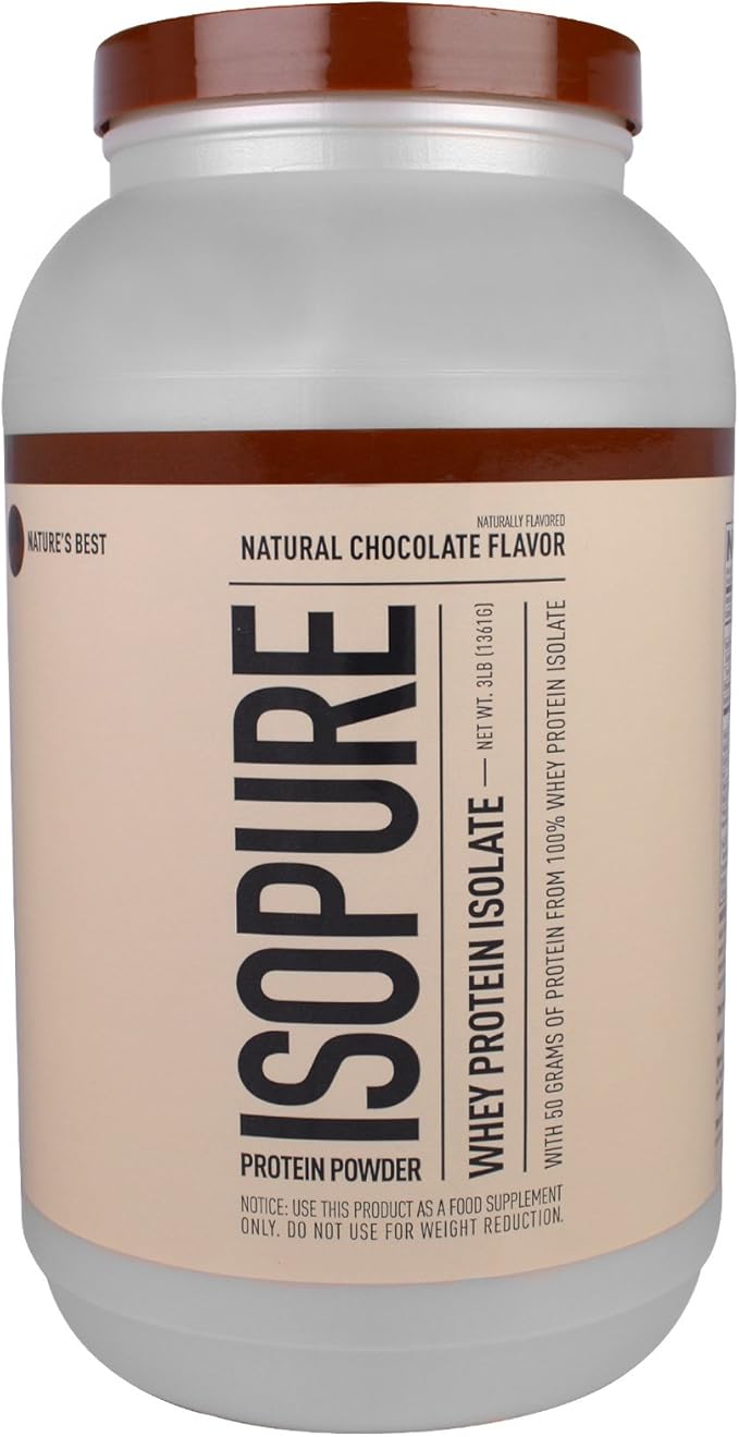 Isopure Protein Powder 100% Whey Protein Isolate Flavor: Natural Chocolate 3 Pounds (Packaging May Vary)