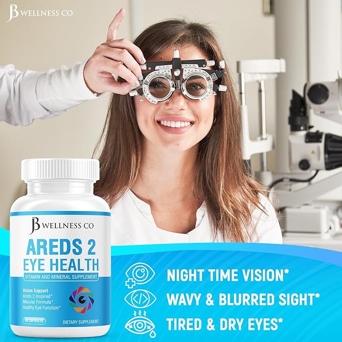 JB Wellness AREDS 2 Eye Vitamin &amp Mineral Supplement Contains Lutein Vitamin C Zeaxanthin Zinc &amp Vitamin Enhance Vision Supplement - 120 Count