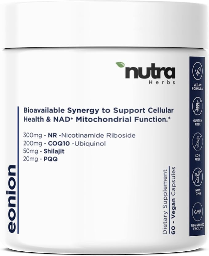 Advanced NAD+ Complex with 300mg NR + 200 mg Ubiquinol CoQ10 &amp 10 mg PQQ | Mitochondrial Support for Cellular Energy Mental Clarity &amp Focus | Enhanced Bioavailability | 60 Capsules