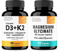 Sandhu's Vitamin D3 K2 Bundle with Magnesium Glycinate with Quercetin Capsules | Supports Quality Sleep Relaxation Immune Muscle Teeth Health &amp Energy