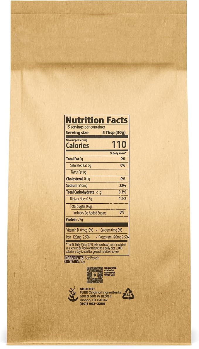 PURE ORIGINAL INGREDIENTS Pea Protein Powder Soy Protein Powder and Hemp Seed Protein Powder Bundle 1 lb Each Soothies &amp Shakes Vegan