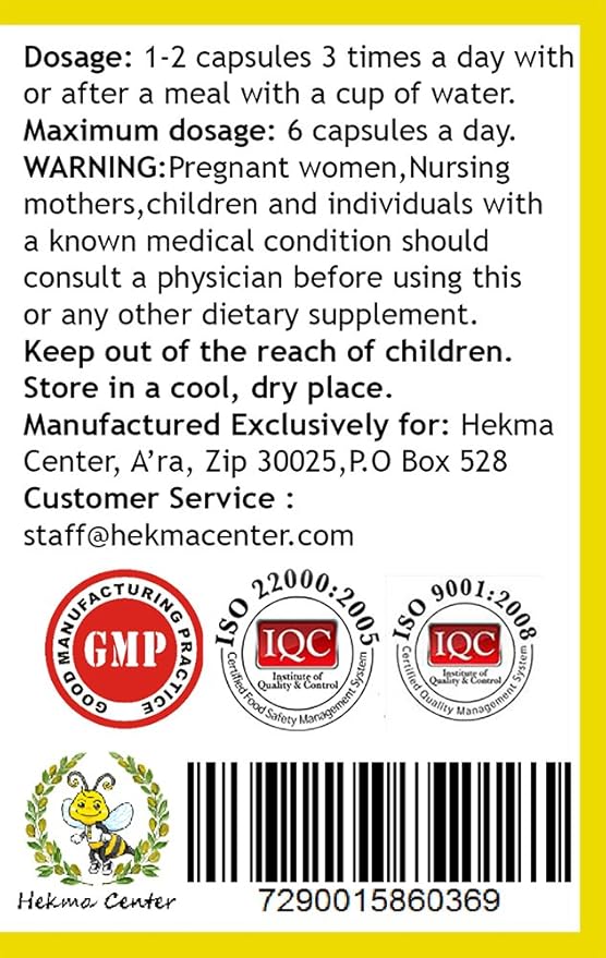 Hekma Center Turmeric Curcumin - Extract of Curuma Longa 500 MG - 100 Capsules