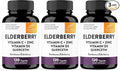 Elderberry Vitamin C and Zinc Capsules for Adults | 360 Count with Quercetin &amp Vitamin D3 | 6-in-1 Immune Support Supplement Pills | Sambucus Black Elderberry Natural Immunity Vitamins | Made in U