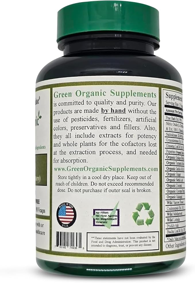 (Pack of 1) Green Organic Supplements' Iron 2000mg 90 Hand Made Vegan Non-GMO &amp Gluten Free Natural Iron Capsules