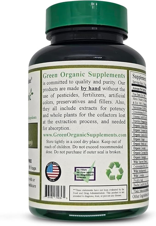 (Pack of 1) Green Organic Supplements' Iron 2000mg 90 Hand Made Vegan Non-GMO &amp Gluten Free Natural Iron Capsules