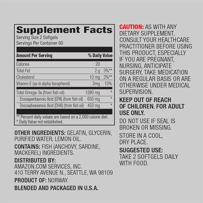 Amazon Elements Men's One Daily Multivitamin (65 Tablets) and Super Omega-3 (120 Count)