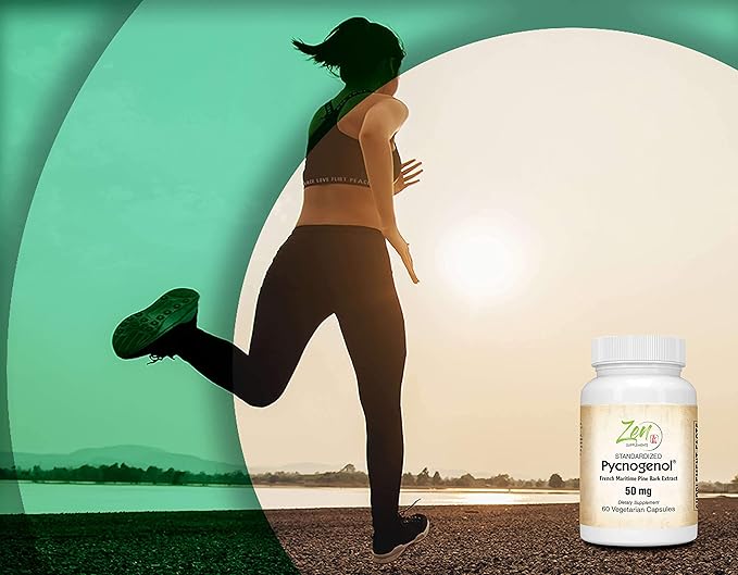 Zen Supplements Pycnogenol 50mg - Standardized French Maritime Pine Bark Extract for Antioxidant &amp Inflammation Support - Non-GMO Gluten &amp Soy Free 60-Vegcaps