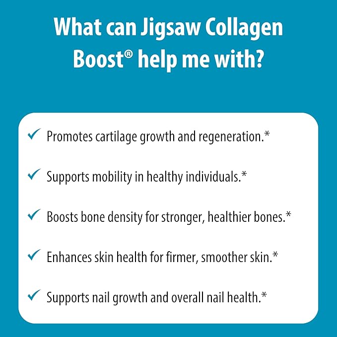 Jigsaw Health Collagen Boost | Promotes Healthy Joints Cartilage Skin and Hair | 30 Servings