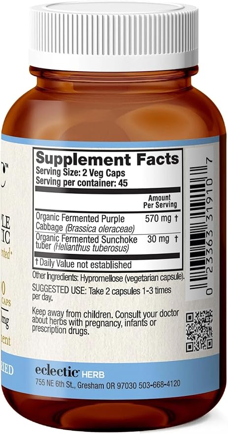 Eclectic Herb - Purple Probiotic Capsules | Digestive + Intestinal Support | Freeze Dried Concentrated Herbal Supplement | Vegan Non-GMO Gluten Free (90 CT | 300 mg)