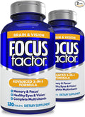 Focus Factor Adults Brain and Vision Supplement 120 Count - Eye Vitamin Mineral Supplement &amp Complete Multivitamin w/Lutein &amp Zeaxanthin – Brain Supplement for Focus Concentration Memory