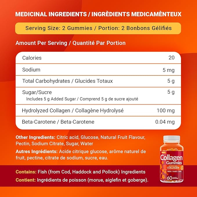 Enhanced Hydrolyzed Collagen Gummies - for Hair Skin and Nails. 60 Delicious Flavoured Gummies