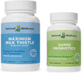 Natural Wellness Super Probiotics and Milk Thistle Bundle Detox &amp Repair Supplement Non-GMO 10 Billion CFUs for Digestive &amp Immune Health | Non-GMO 30-Day Supply