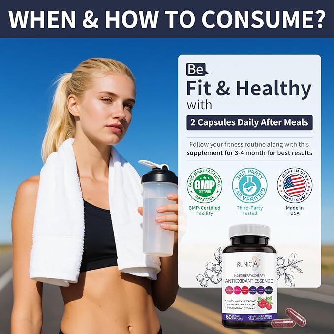 6X 6-in-1 Mixed Berry &amp Cherry Antioxidant Supplement - Urinary Tract Health &amp Immune Support - 180 Vegan Capsules 90-Day Ultimate Supply