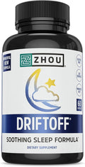 Zhou Driftoff - Nature Inspired Sleep Aid Valerian Root &amp Melatonin for Sleep for Men &amp Women Calm Sleeping Supplement for Adults with Gaba &amp Chamomile to Relax - 60 Veggie Capsules