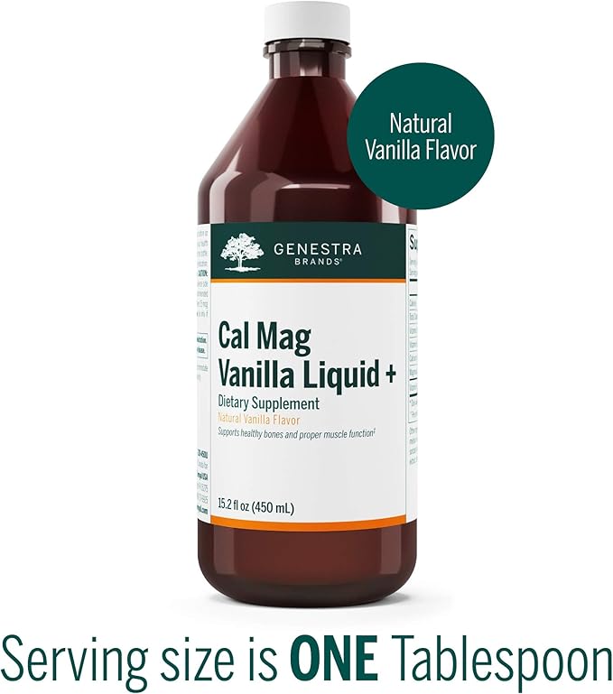 Genestra Brands Cal Mag Vanilla Liquid + | Calcium-Magnesium Supplement | 15.2 fl. oz.
