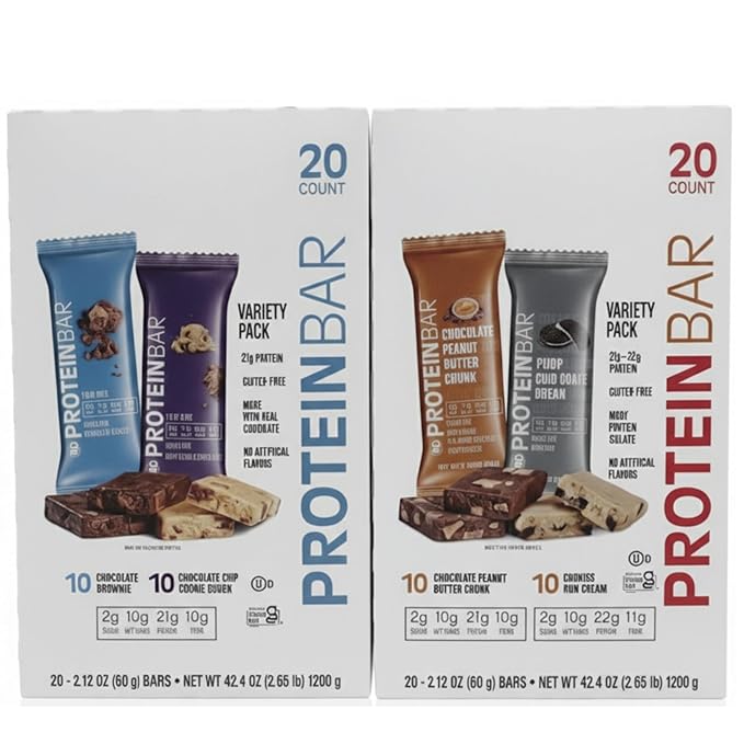 Protein Bars Variety Pack 40 ct 2.12 oz Each Kosher Certified Bundled by Bentronic