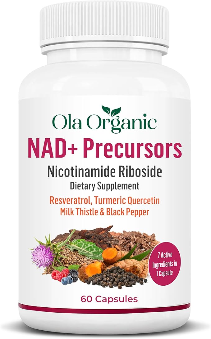NAD+ Supplement &amp NAD Booster for Cellular Energy and Healthy Aging – Plant-Based Nicotinamide Riboside (NR) NAD Precursor with Resveratrol Turmeric Quercetin Rhodiola &amp Milk Thistle – 60 C