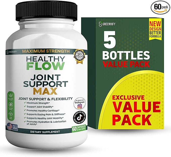 Healthy Flow Joint Support Max 1500mg Glucosamine 60 Capsules Maximum Strength Joint Support Supplement (5)