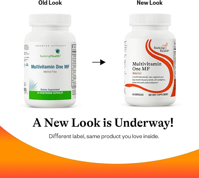 Seeking Health Multivitamin One MF - MTHFR Support Supplement with Calcium Folinate &amp Vitamin B12 - Easy-to-Digest - Methyl-Free Vegetarian Capsule - 45 Veggie Capsules