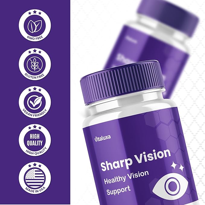 Sharp Vision Capsules SharpVision Supplement Premium Advanced Maximum Strength Formula Sharpe Vision Healthy Eyes Support All-Natural Ingredients Vitamins Pills Sharper Vision Reviews (60 Capsules)