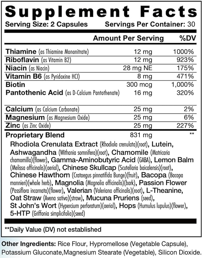 Stress Relief with Ashwagandha and L-Theanine 60 Count
