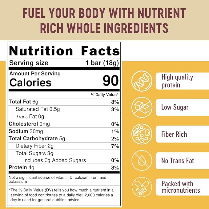 Mammoth Bar Almond Vanilla Mini Bar - Mini Organic Snack Bar Packed with 4g Protein. Made with Premium Almond Dates &amp Egg White Protein. Paleo • Gluten Free • Raw - 16 Mini Bars