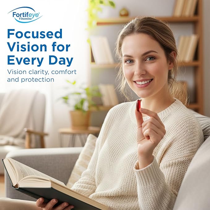 Fortifeye Focus Eye Care Supplement 90 Softgel Capsules - Triple Carotenoid Including Astaxanthin Lutein and Zeaxanthin Supplements Eye Vitamins Supports Eyes Fatigue and Blue Light Protection