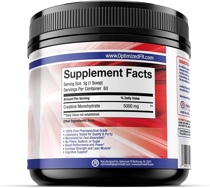 Code 3 Micronized Creatine Monohydrate 5g Per Serving Unflavored 60 Servings (2-Month Supply) for First Responders