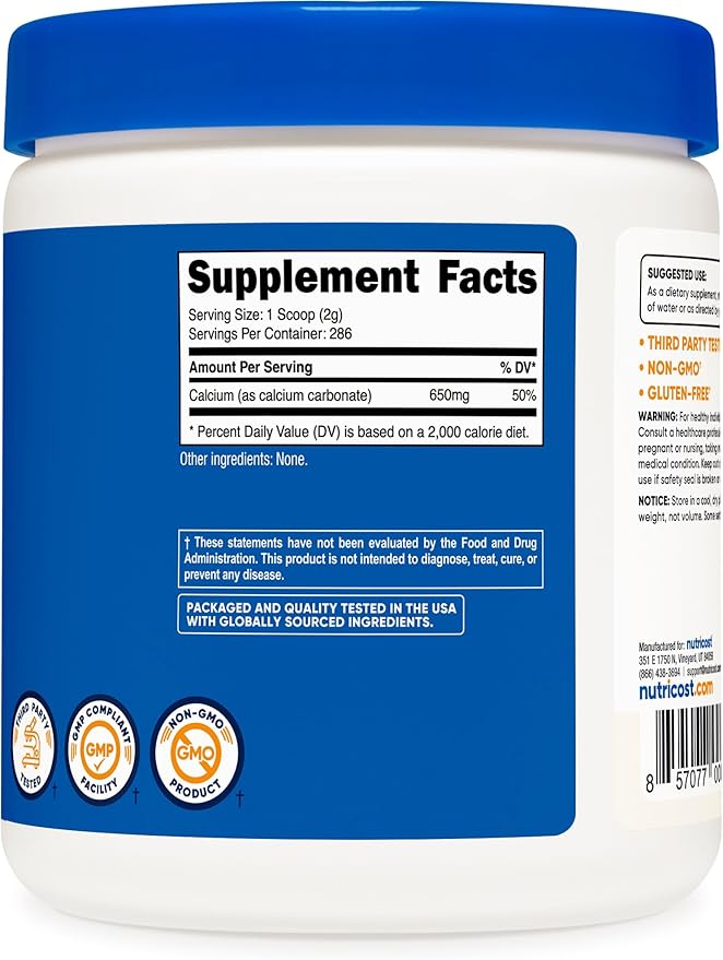 Nutricost Calcium Carbonate Powder 500 Grams (Pack of 2)