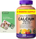 Calcium Gummies 500 mg with D3 &amp Zinc Bone Health 120 Gummies (1 Pack) Bundle with Vitamins Ultimate Guide (2 Items)