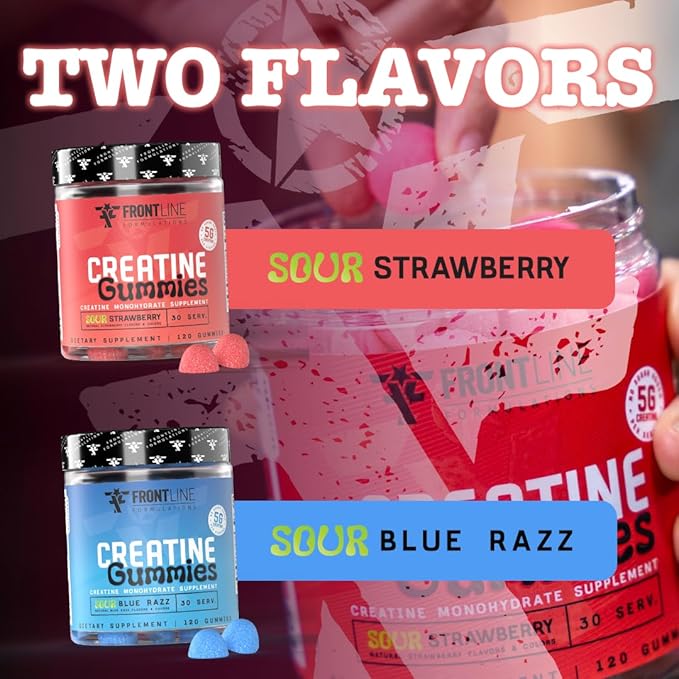 Creatine Monohydrate Gummies 5g Creatine per Serving Sugar-Free Creatine Supplement for Strength Lean Muscle &amp Cognitive Support Sour Strawberry 120 Gummies