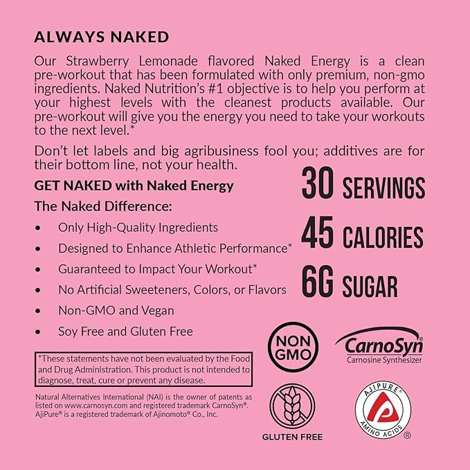 NAKED Chocolate Whey Isolate Protein Powder (24 Servings) Strawberry Lemonade Energy Pre Workout (30 Servings) – Grass-Fed Non-GMO Gluten Free Soy Free Vegan Friendly