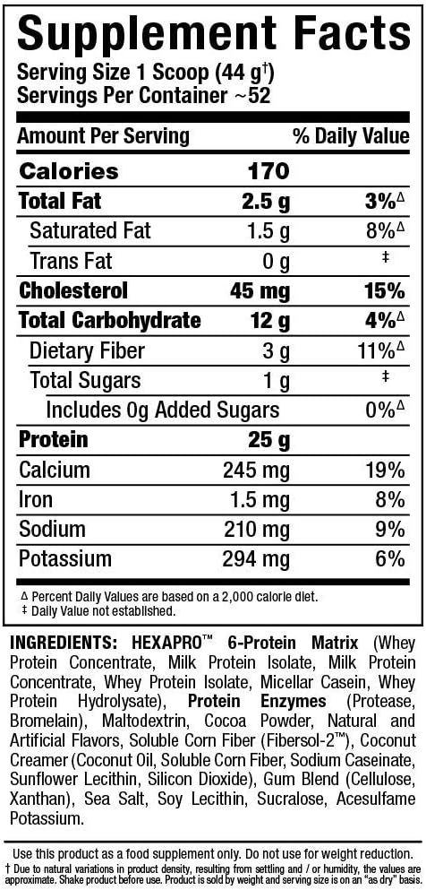 ALLMAX HEXAPRO Chocolate - 5 lb - 25 Grams of Protein Per Serving - 8-Hour Sustained Release - Zero Sugar - 52 Servings