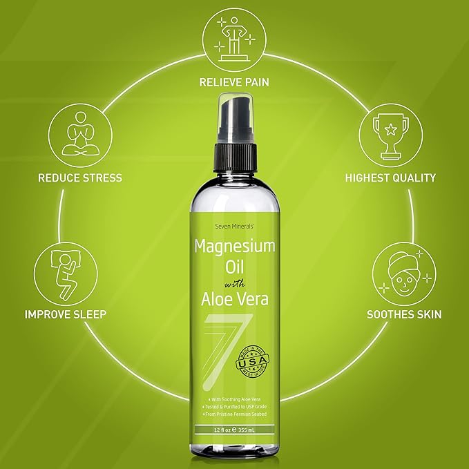 Seven Minerals Pure Magnesium Oil &amp Pure Magnesium Oil with Aloe Vera