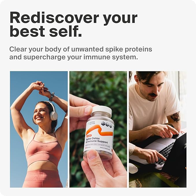 Spike Detox Supplement with Branded Nattokinase (NSK-SD) Bromelain Branded Curcumin 500mg (Curcugen) and Molecular Hydrogen - Potent Foreign Protein Cleanse