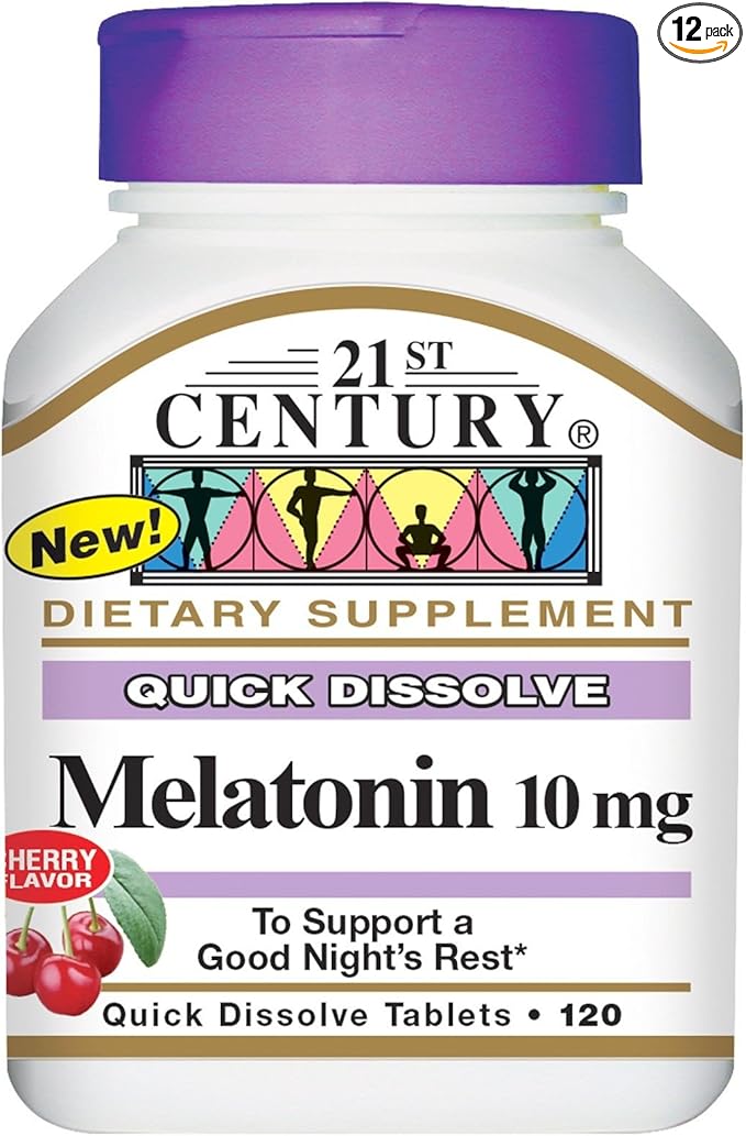 21st Century Quick Dissolve Melatonin 10mg Cherry 120 ea (Pack of 12)