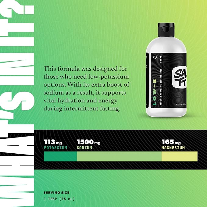 SALTT Low-K Fasting Drops | Sodium and Ionic Magnesium Fasting Supplement | Intermittent Fasting Mineral Supplements | Electrolyte Replenisher | On The Go Container | (250ml/8.3 fl oz. Refill)