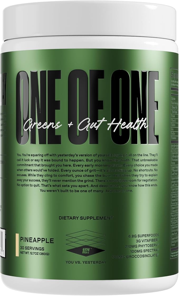 ONE of ONE Greens &amp Gut Health – Superfood Greens Powder with Prebiotics Probiotics &amp Digestive Enzymes for Gut Health Immunity &amp Energy No Artificial Sweeteners - Pineapple 30 Serving