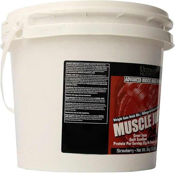 Ultimate Nutrition Muscle Juice Weight Gain Drink Mix - Mass Gainer Workout Powder for Men &amp Women - Supplement for Lean Muscle Growth &amp Immune Support with 55g Protein - Strawberry 13.2lb