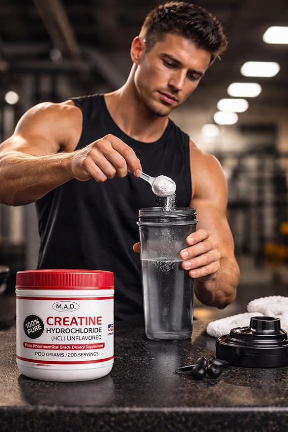 MAD-Creatine HCL (Hydrochloride) 200 grams-200 Servings 100% Pure Made in USA