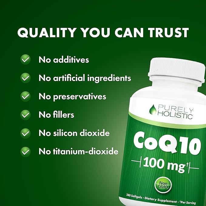 CoQ10 100mg Softgels | Heart Health Support | 8 Month Supply | High Absorption Coenzyme Q10 for Energy Levels &amp Vitality Support | Co Q 10 Supplement | Non-GMO &amp Gluten-Free | 240 Co Q10 Softg