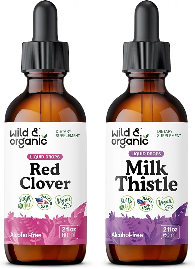 Wild &amp Organic Red Clover Tincture 2 fl oz &amp Milk Thistle Tincture 2 fl oz