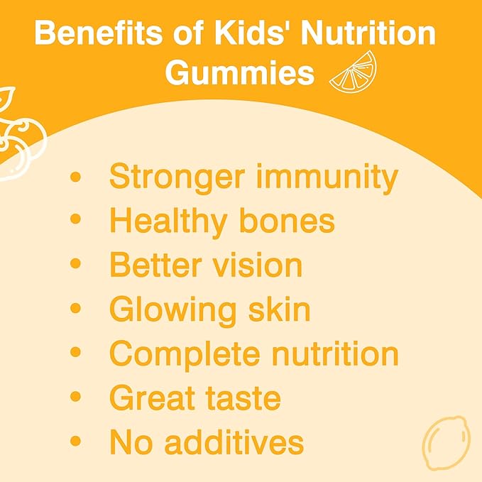 Kids Multivitamin Gummy - for Growing Health &amp Vitality | 2 Pack (180 Gummies Total) | Lemon Orange Cherry Flavors | Packed with Pantothenic Acid Folic Acid Zinc Iodine &amp Biotin