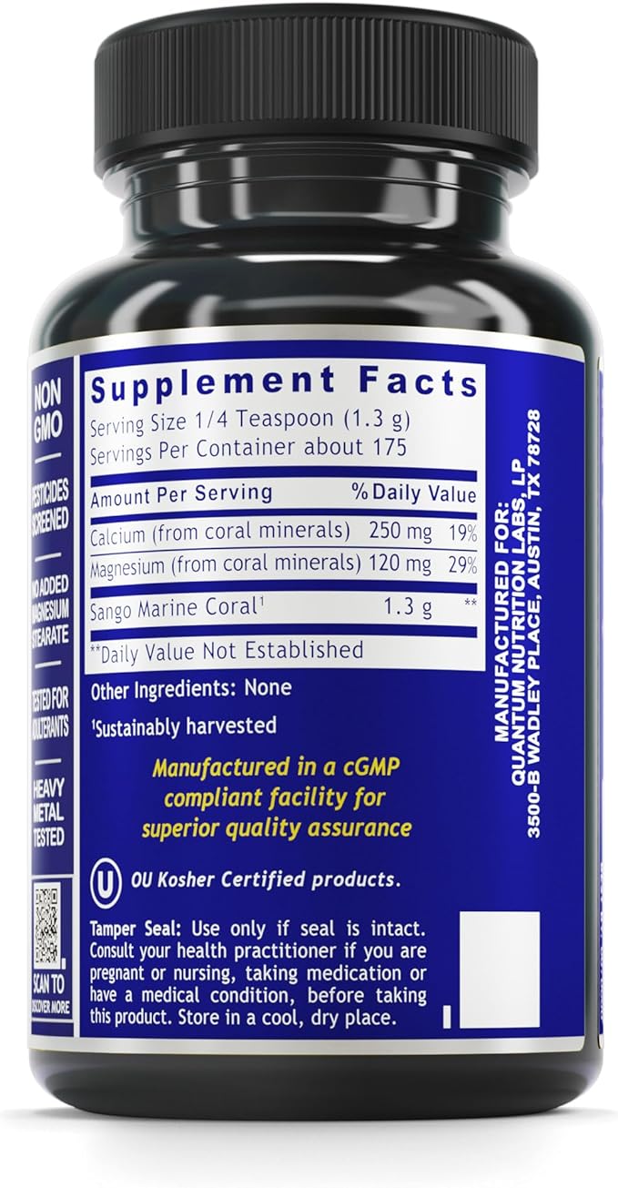 QNL Quantum Calci-Mag Powder - Calcium &amp Magnesium Supplement to Support Joint Teeth &amp Bone Health - Coral Calcium Capsules from Sango Marine Coral - 8 oz