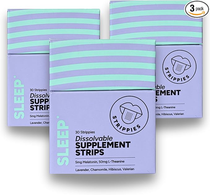 Dissolvable Sleep Strips – Fast-Acting Melatonin 5mg with L-Theanine Lavender Chamomile Hibiscus &amp Valerian – Natural Cranberry Flavor – 90 Strips
