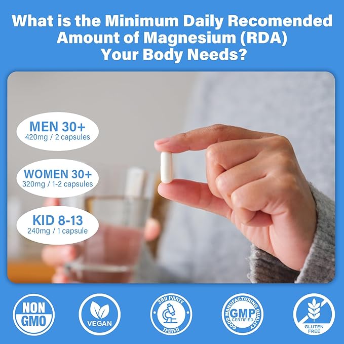 Magnesium Complex Supplement 8 Forms 500mg Magnesium Glycinate Malate Citrate High Absorption Mg for Calm Sleep Mood &amp Healthy Muscle Pack of 2 Total 120 Vegan Capsules